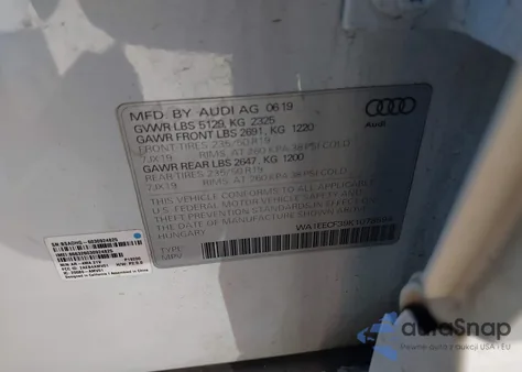 2019 Audi Q3 2.0T S Line Premium z USA, uszkodzony, nr VIN WA1EECF39K1078598